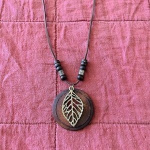 A Wooden Pendant Necklace. Handmade, Vintage, Boho Chic and Hippie Style.